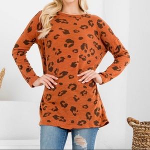 Charcoal and Rust Leopard Print Top